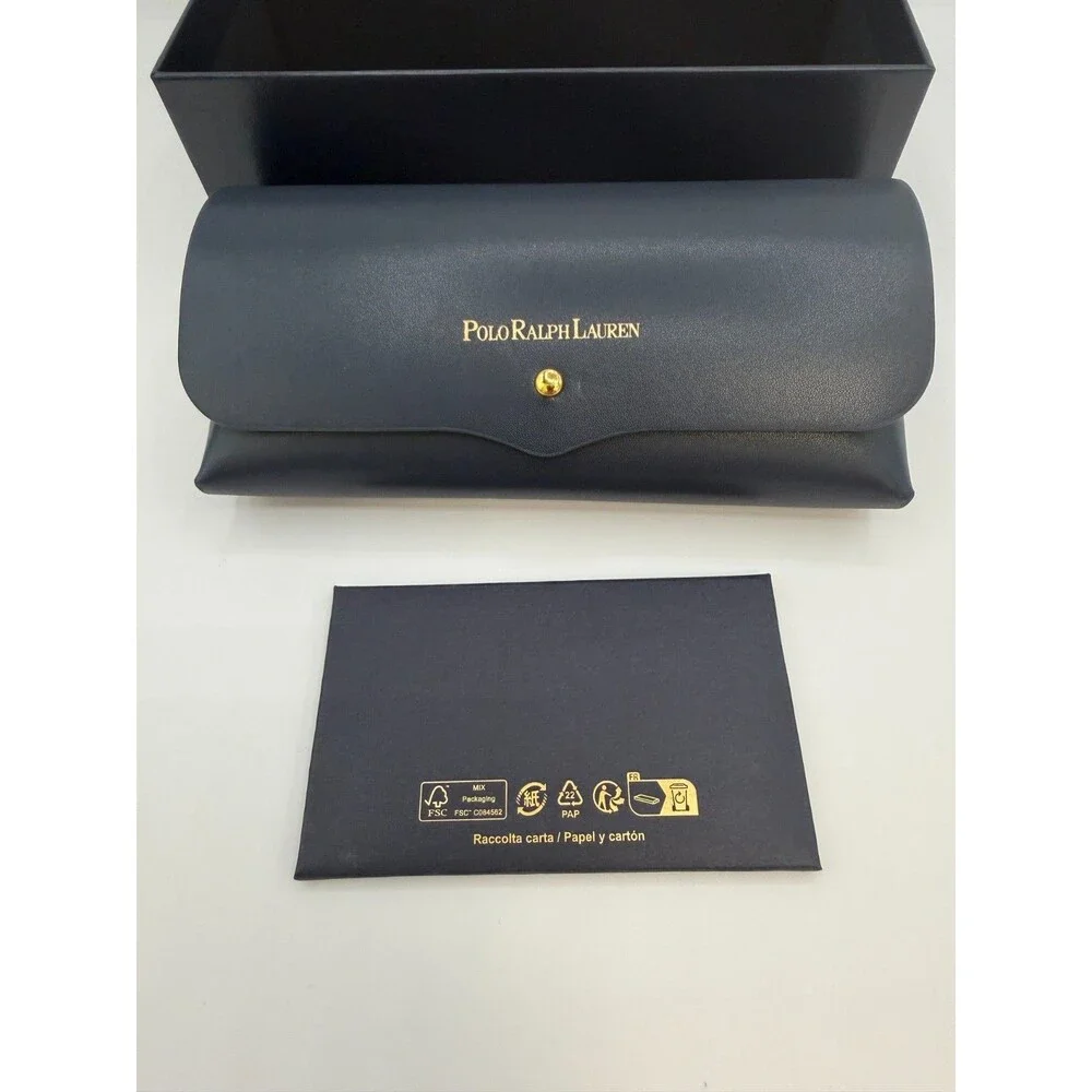 Polo Ralph Lauren Eyeglass Sunglasses Case Box Authentic Navy Blue Leather